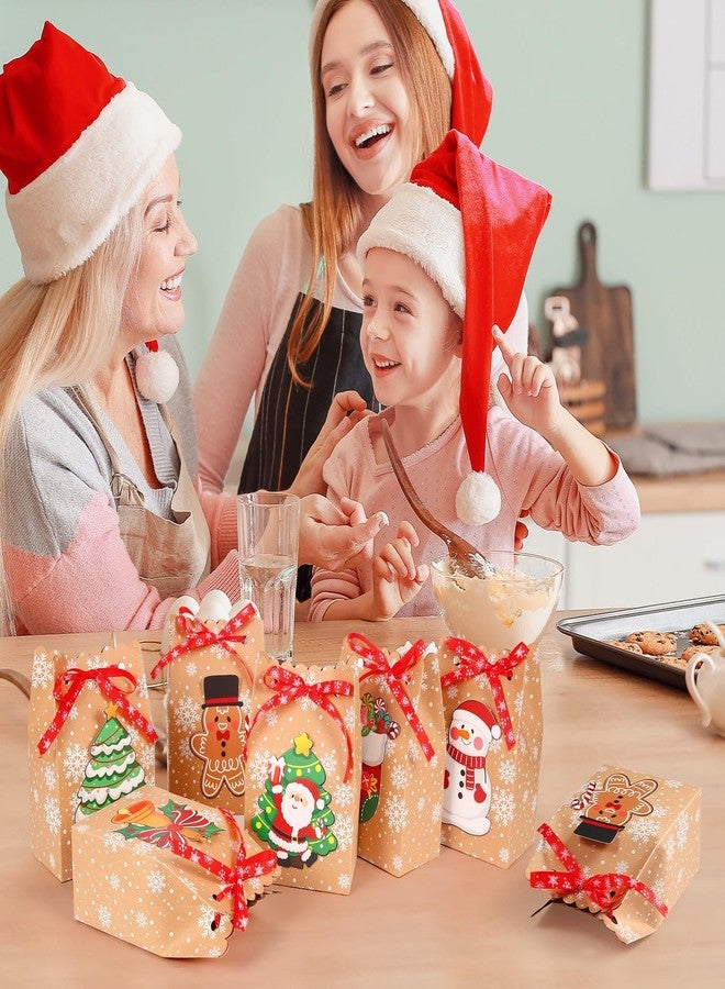 BBPOOL 12pcs Christmas Kraft Treat Bags Goody Bag 6 Designs Christmas Goodie Bags for Party Supplies Small Gift Packing - Image 2